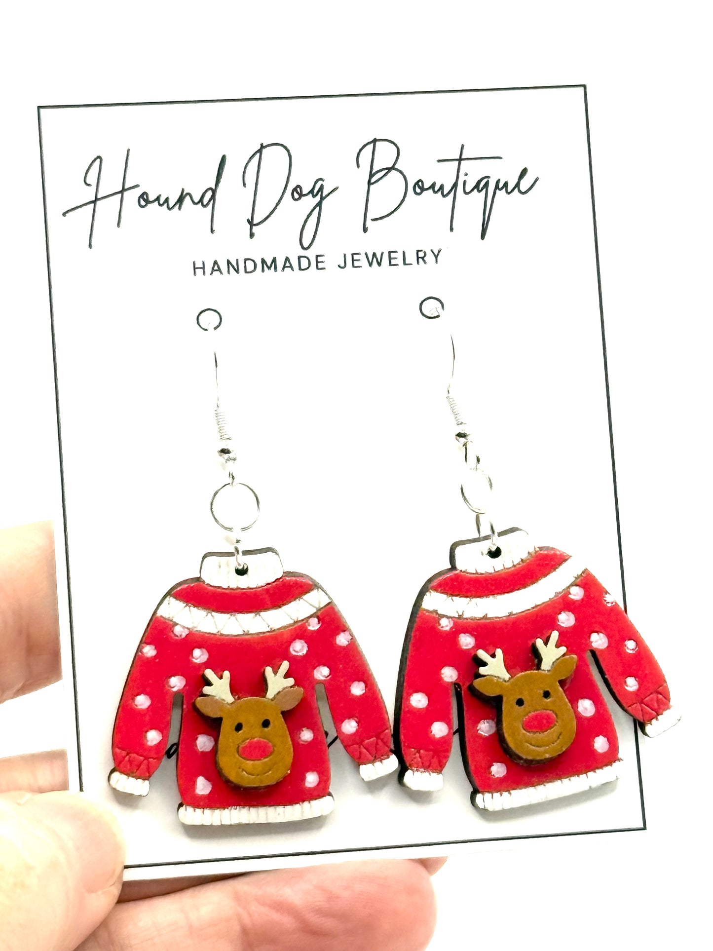 Reindeer Christmas Sweater Dangle Earrings