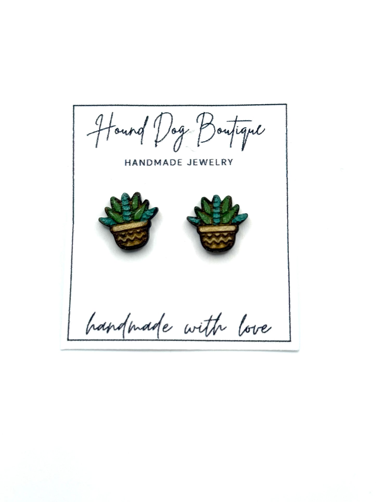 Succulents in a Bowl Stud Earrings
