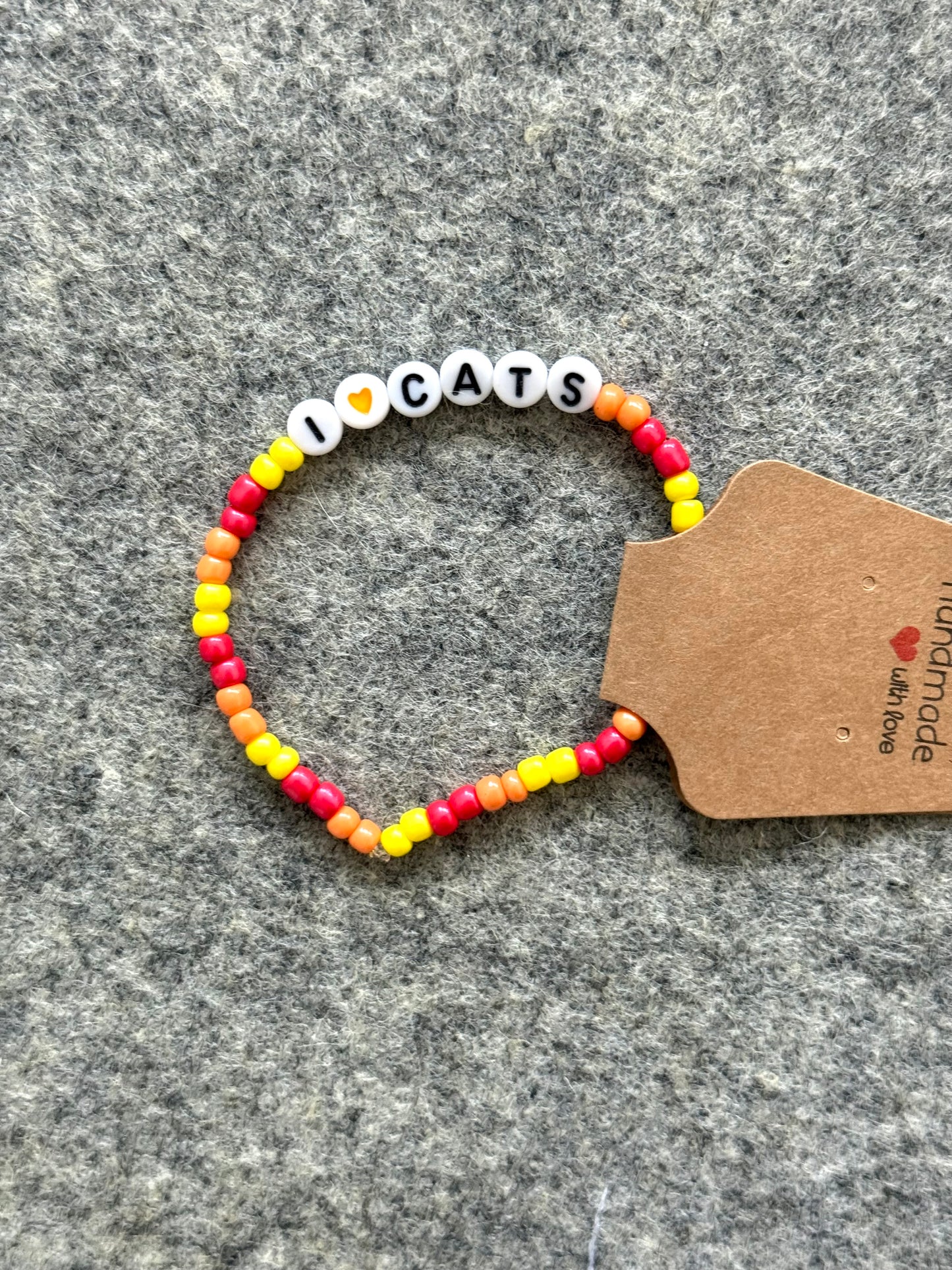 I Love Cats Seed Bead Bracelet - Summer Sun
