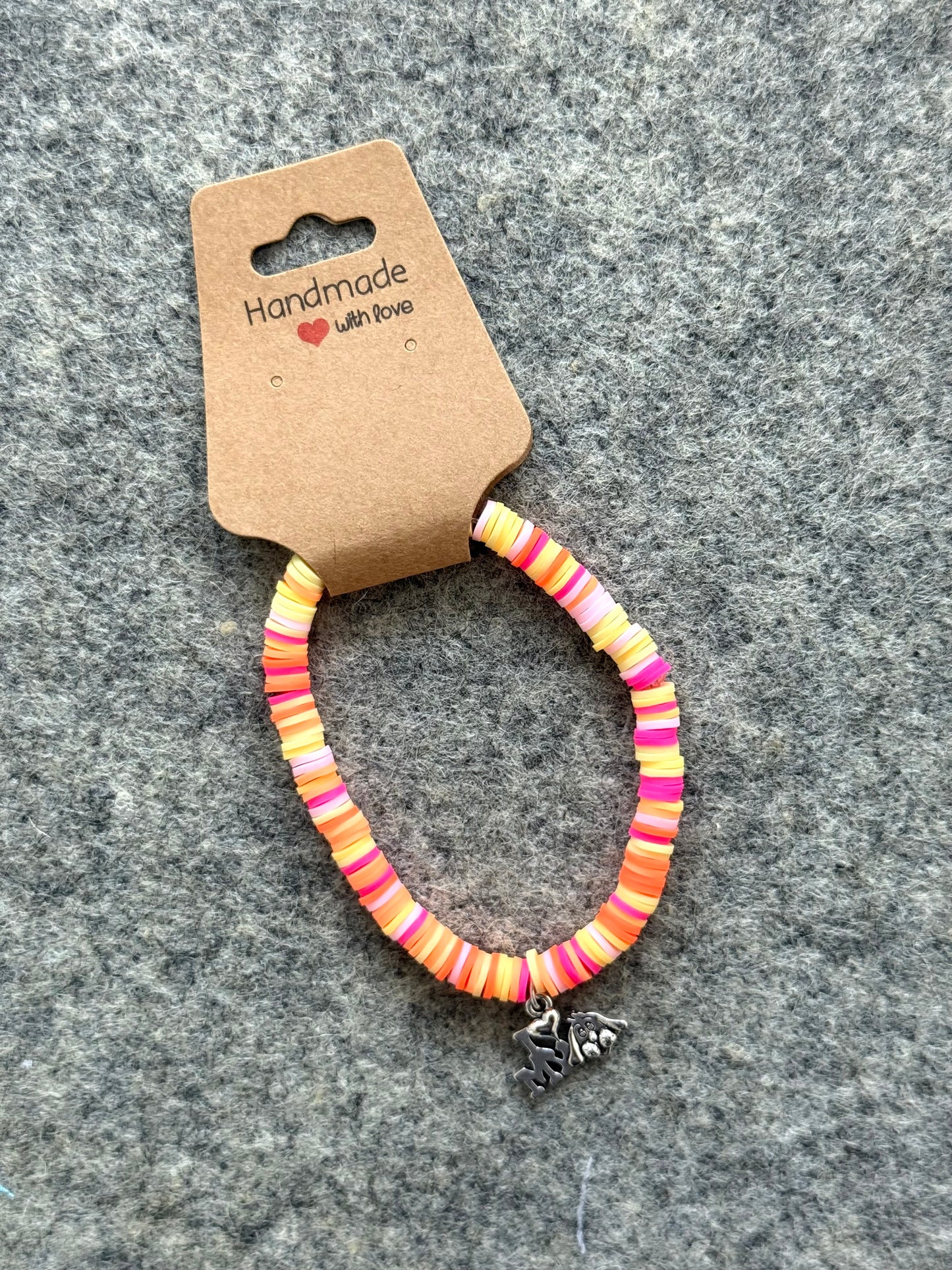 Summer Clay Bead Charm Bracelet - I Love My Dog