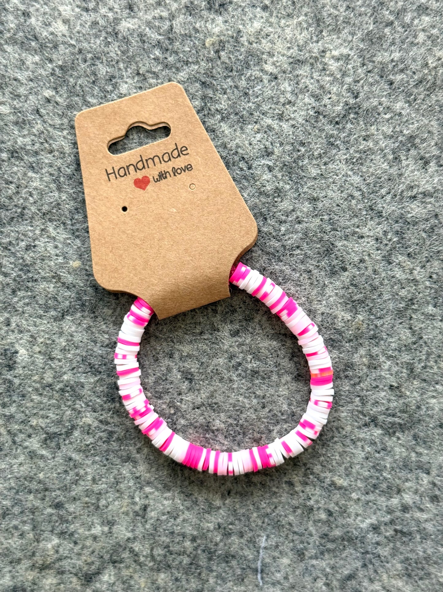Candy Cane Clay Bead Bracelet