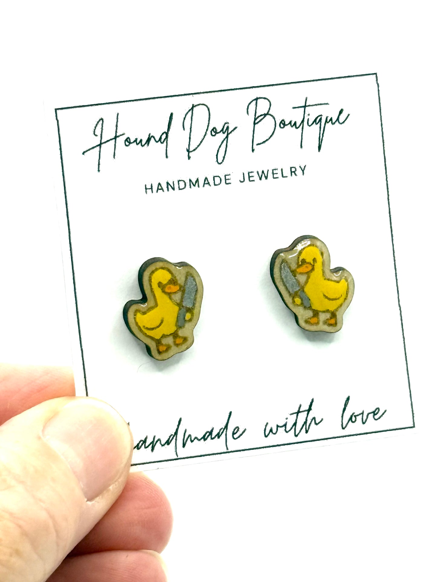 Duck with Knife Earrings
