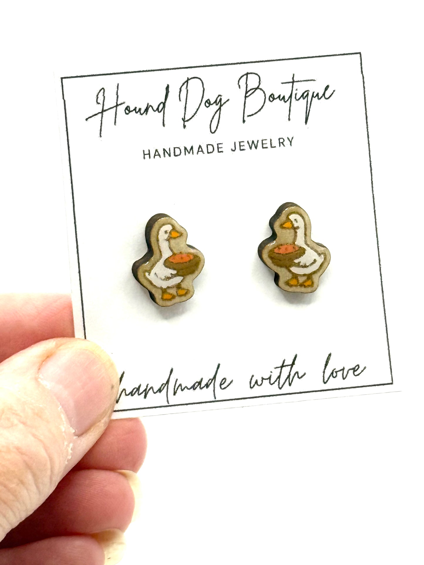 Goose with Pumpkin Pie Earrings