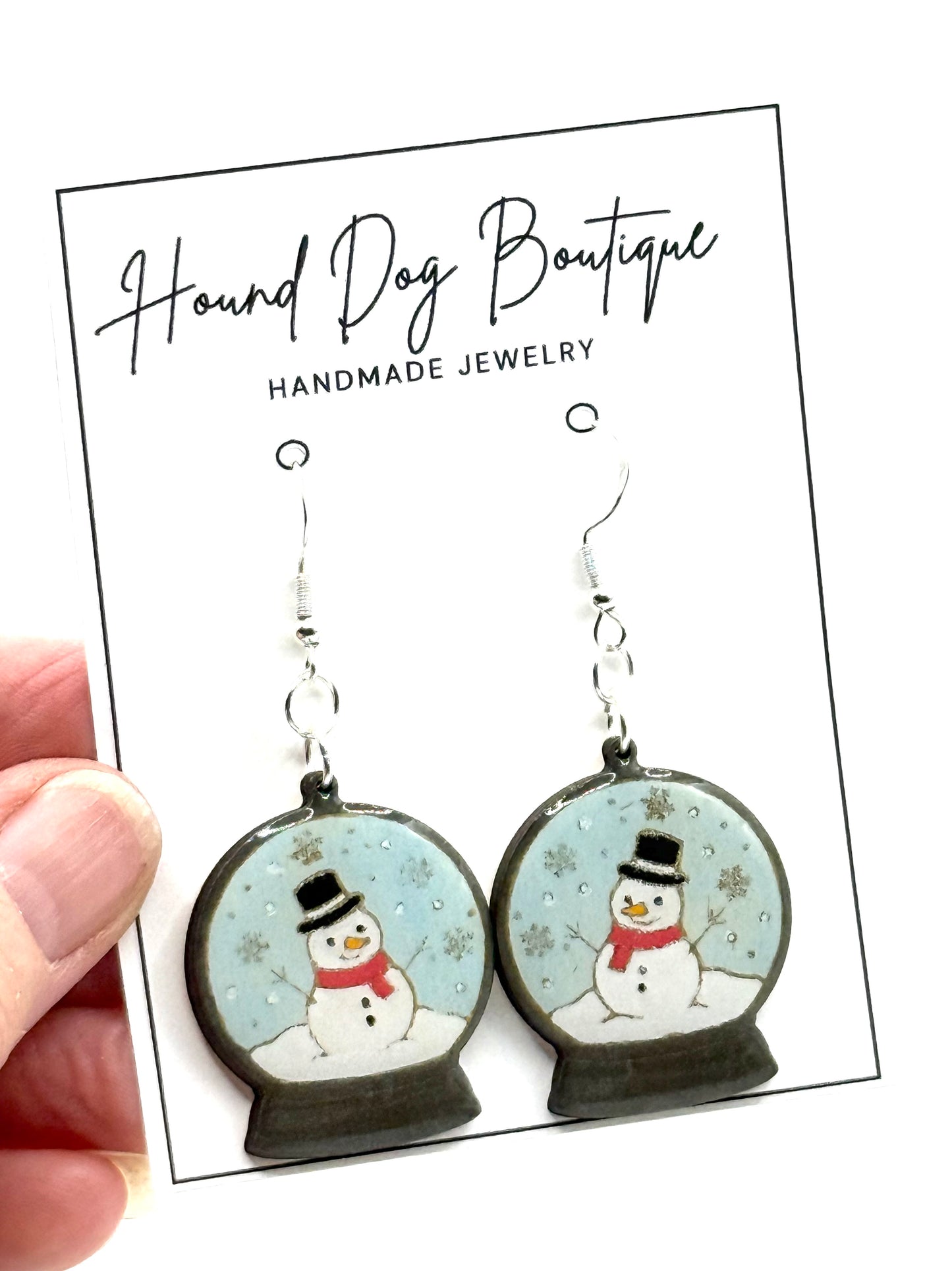 Snowman Snow Globe Dangle Earrings
