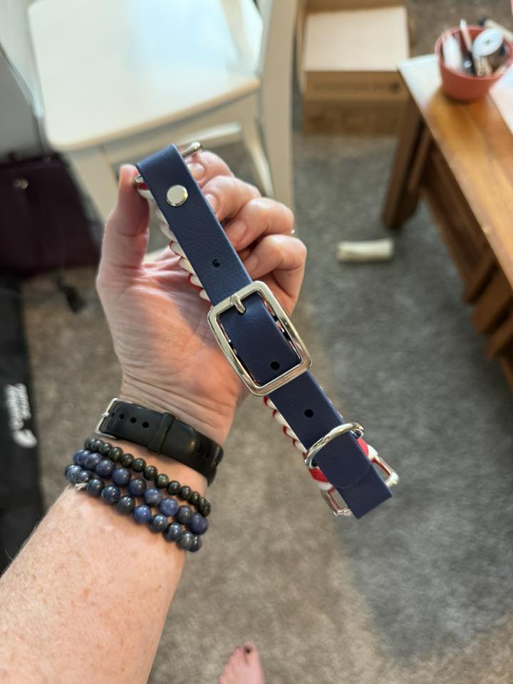 Red, White & Blue Paracord Dog Collar - Snake Knot