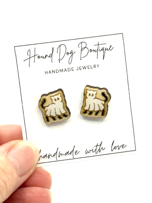 Halloween Ghost Cat Earrings