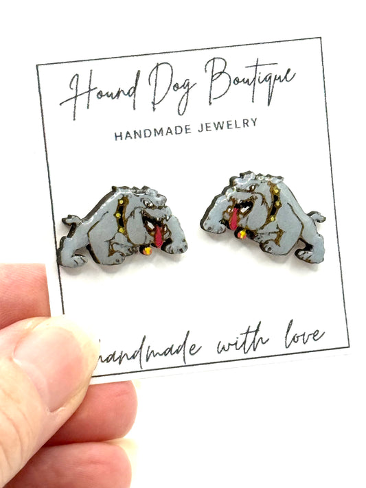 Bulldog Mascot Earrings
