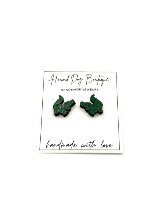 Green Gators Stud Earrings