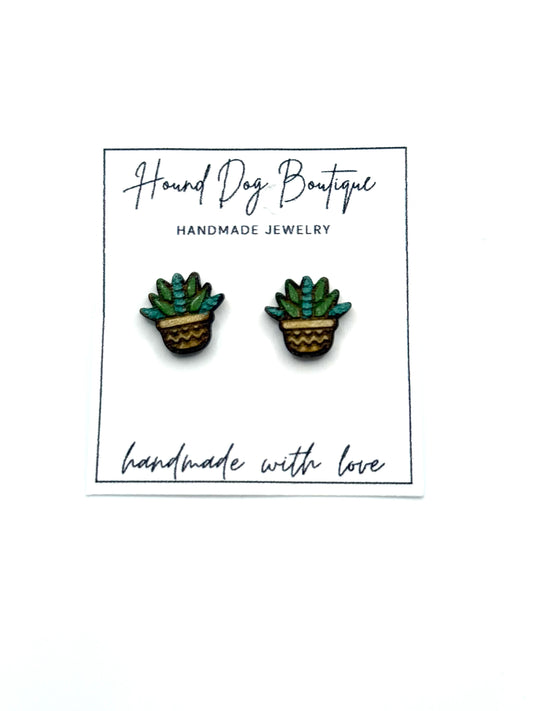 Succulents in a Bowl Stud Earrings