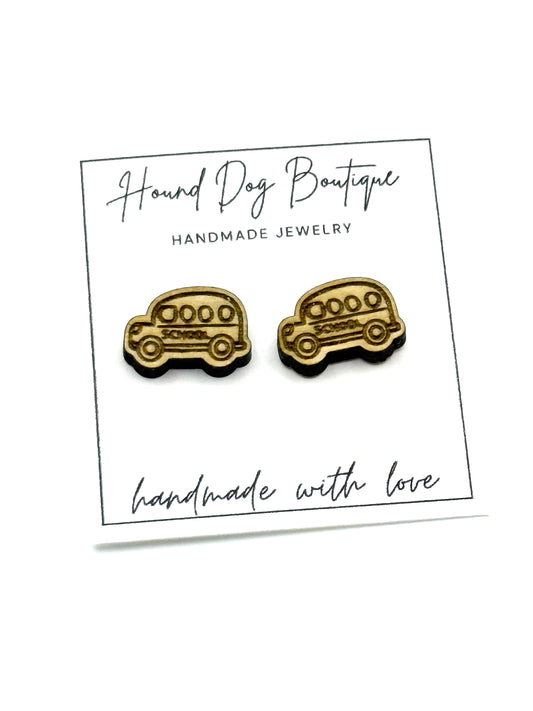 School Bus Earrings - Natural