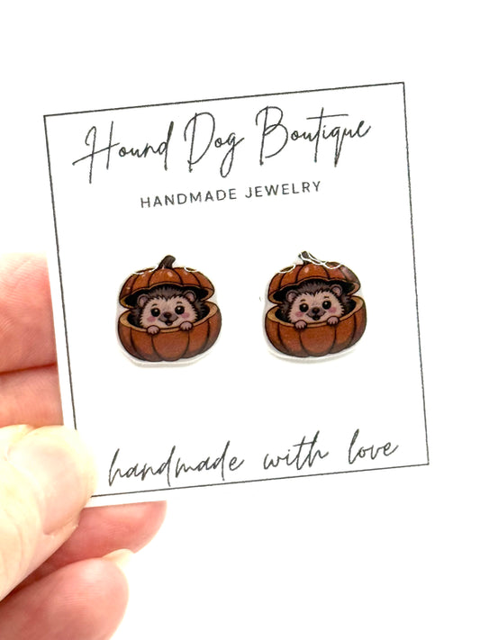 Pumpkin Hedgehog Earrings