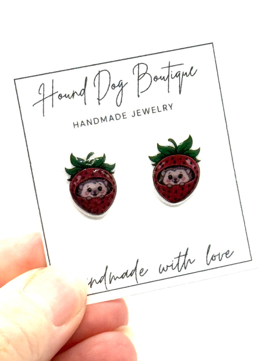 Strawberry Hedgehog Earrings