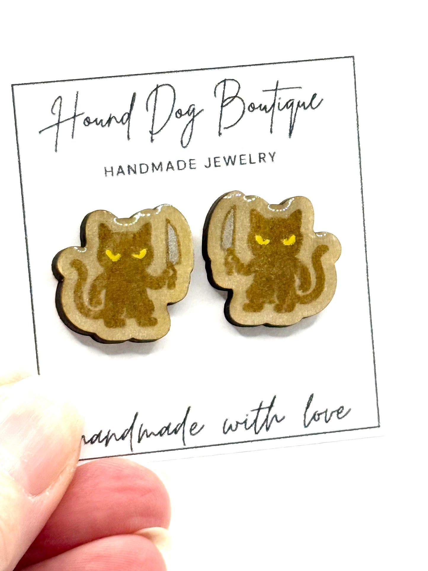 Cat with Knife Earrings