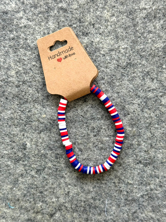 4th of July Clay Bead Bracelet