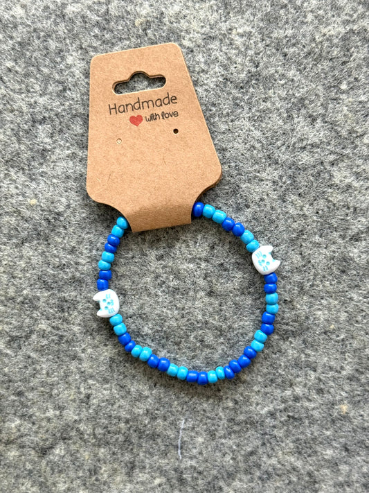 Cat Seed Bead Bracelet - Blue