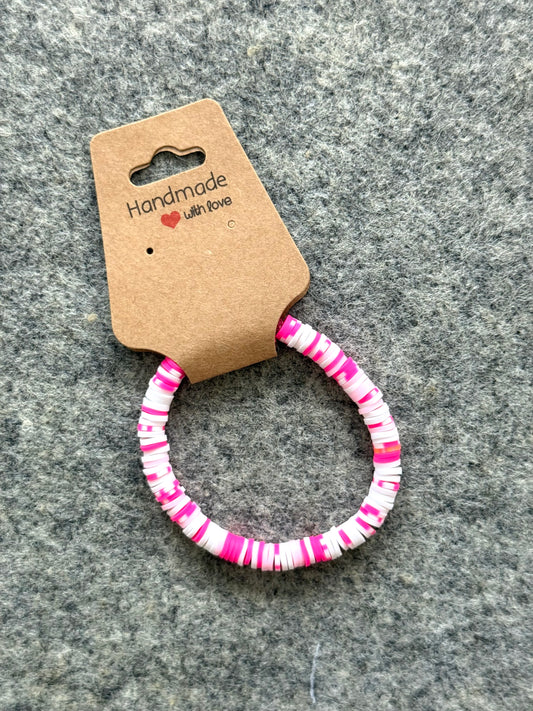 Candy Cane Clay Bead Bracelet