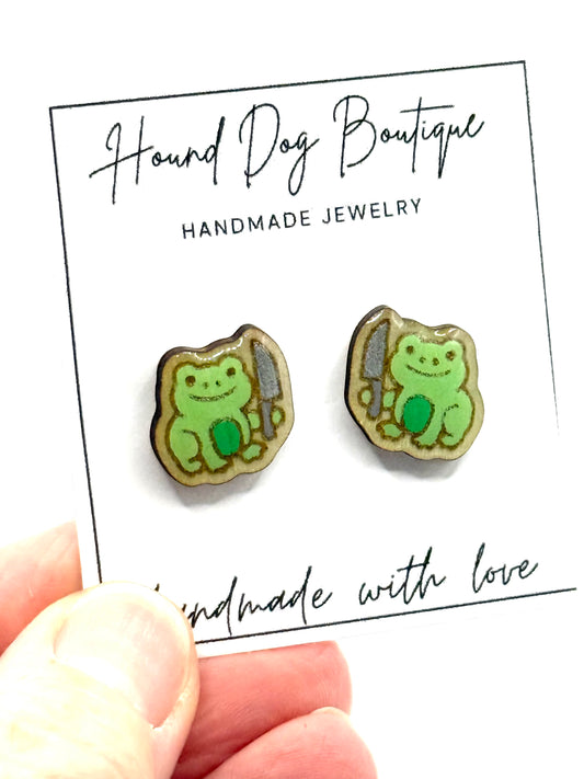 Frog with Knife Earrings