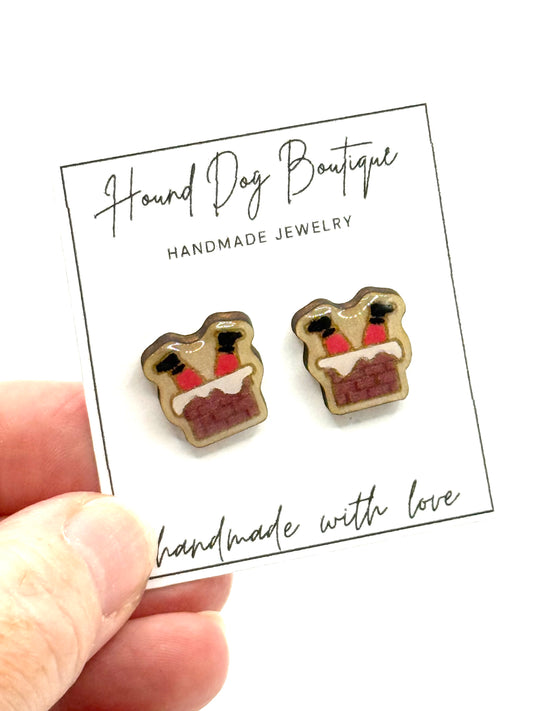 Santa in the Chimney Earrings