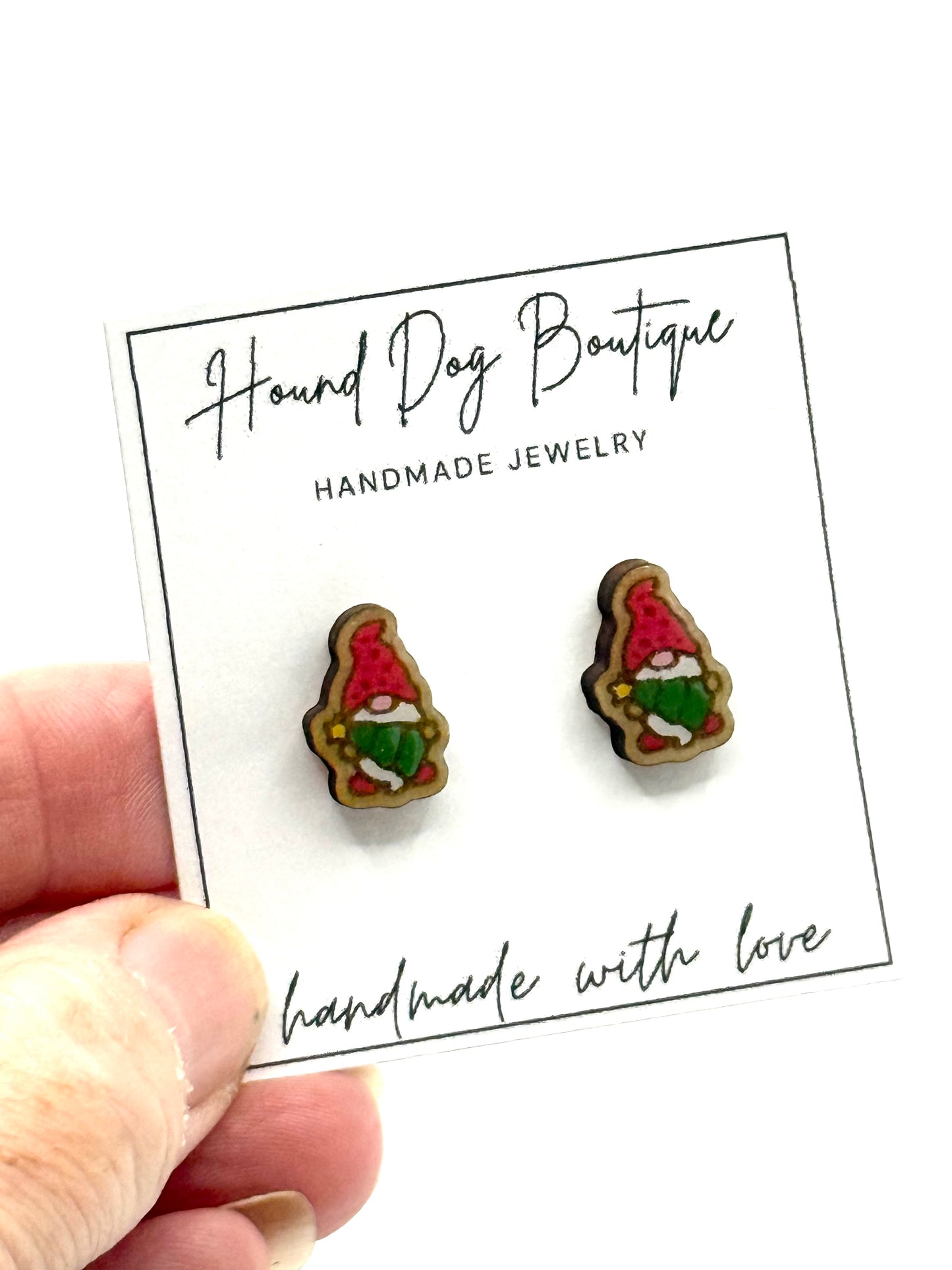 Gnome with Tree Earrings