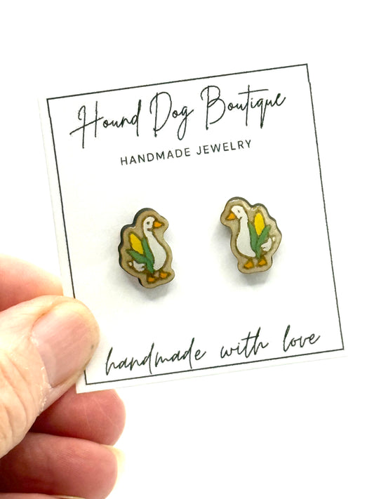 Goose with Corn Earrings