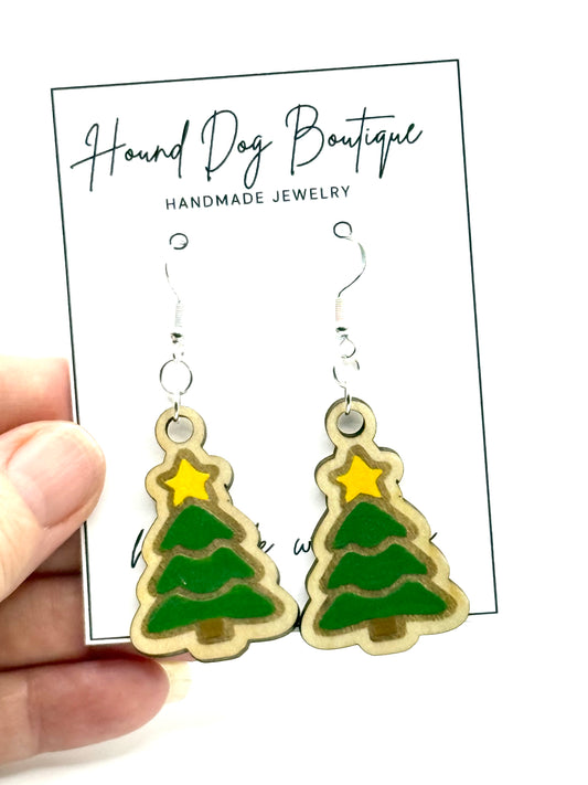 Christmas Tree with Star Dangle Earrings