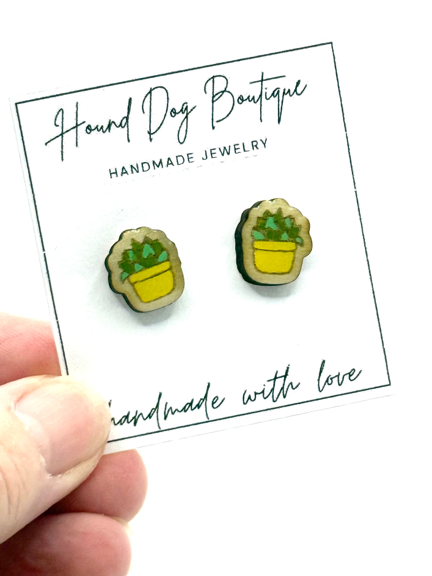 Yellow Potted Succulents Earrings