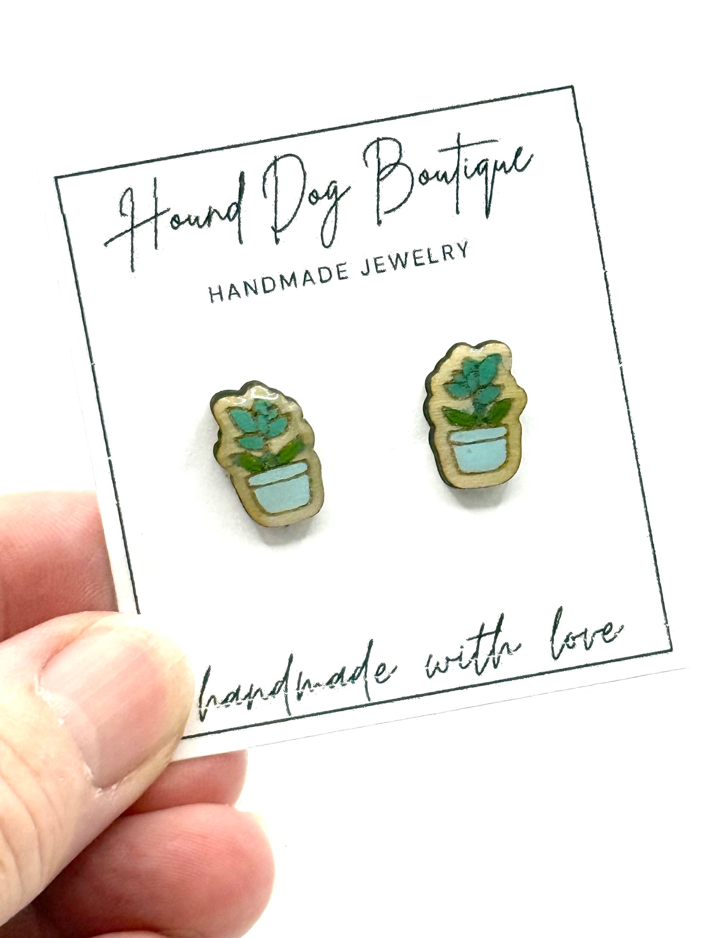 Light Blue Potted Plants Earrings