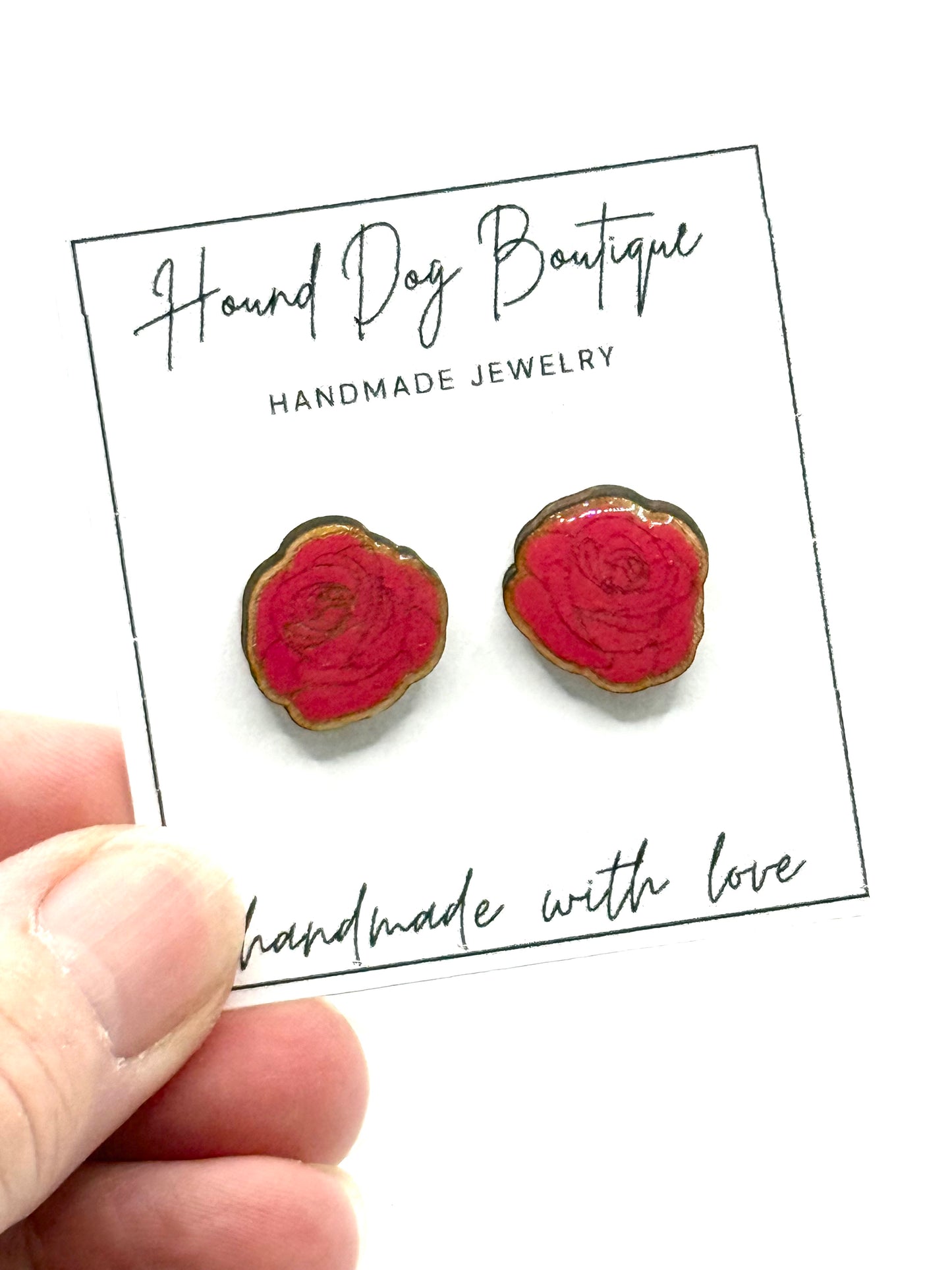 Red Rose Earrings