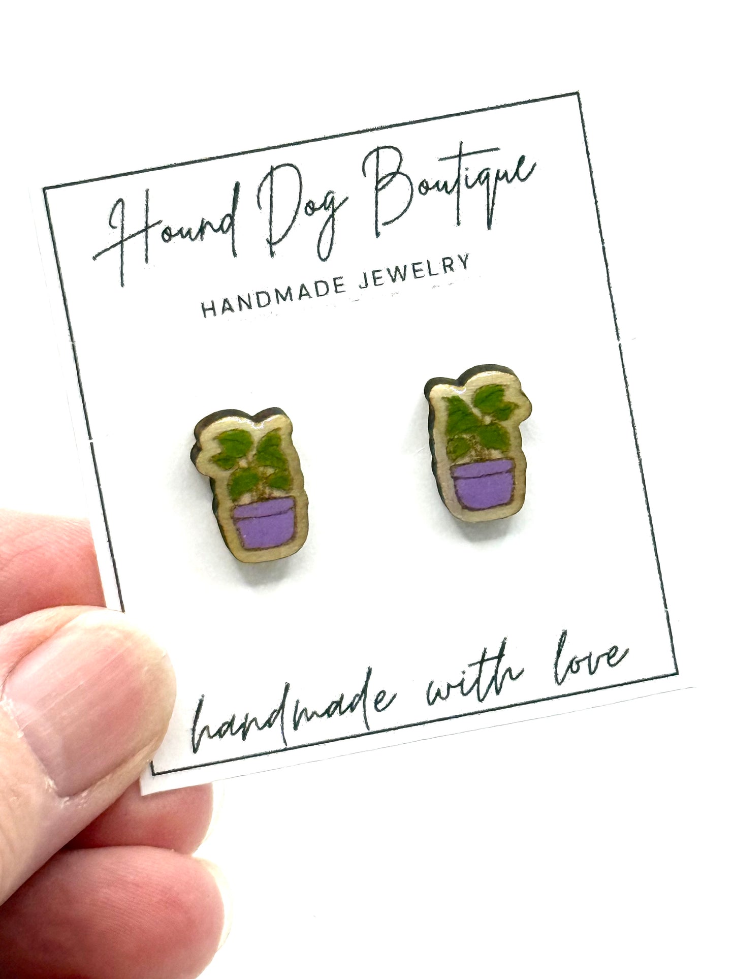Dark Purple Potted Plants Earrings